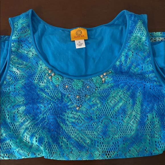 Ruby Rd. Vibrant Blue Lace Tank Top - Picture 4 of 4
